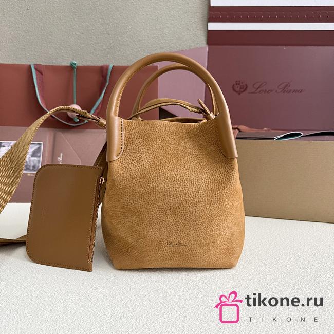 Loro Piana Small Bale Bag Calfskin Brown - 20x17x17cm - 1