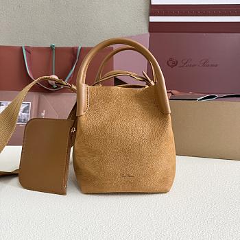 Loro Piana Small Bale Bag Calfskin Brown - 20x17x17cm