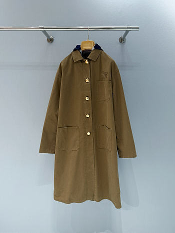 Miumiu Old Gabardine Single-breasted Coat Khaki 