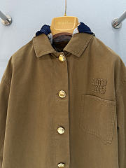 Miumiu Old Gabardine Single-breasted Coat Khaki  - 6
