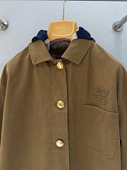 Miumiu Old Gabardine Single-breasted Coat Khaki  - 4