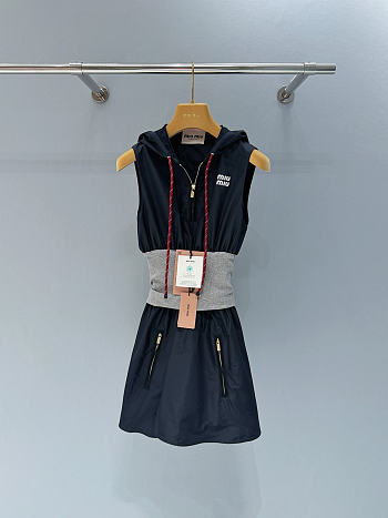 Miumiu Technical Fabric Dress Blue/Grey 