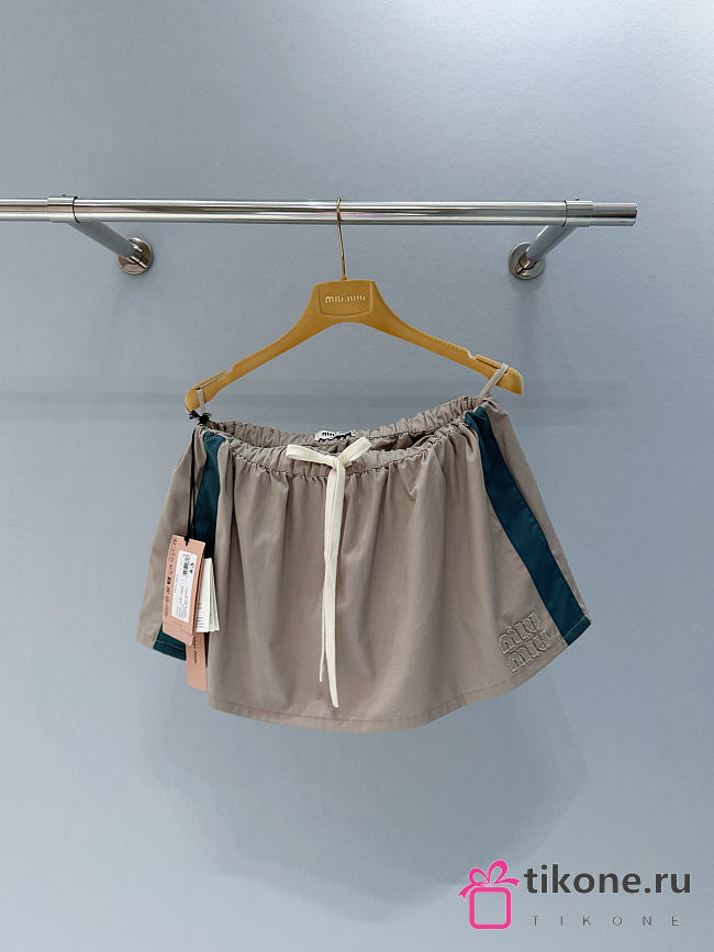 Miumiu Washed Twill Miniskirt Khaki/Green - 1