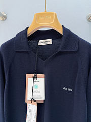 Miumiu Cashmere Polo Sweater Navy  - 4