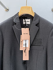 Miumiu Single-breasted Gabardine Jacket Anthracite Gray  - 5