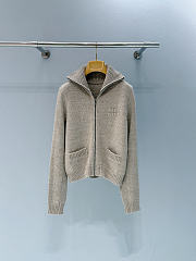 Miumiu Wool And Cashmere Zipper Cardigan Sand Beige - 6
