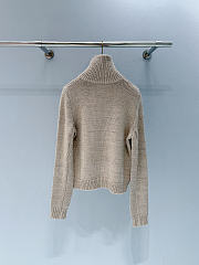 Miumiu Wool And Cashmere Zipper Cardigan Sand Beige - 5