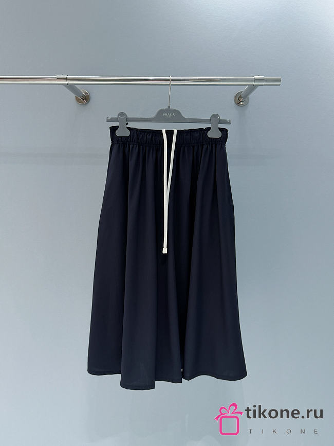 Prada Light Wool Midi-Skirt Navy P196Z - 1