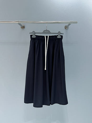 Prada Light Wool Midi-Skirt Navy P196Z