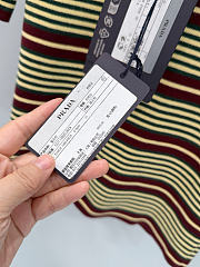 Prada Short-Sleeved Striped Cotton Sweater Amaranth/Cream P24B3E - 2