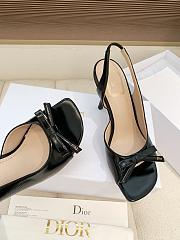 Dior Bow Heeled Slingback Sandal Black Lambskin 7.5cm - 6