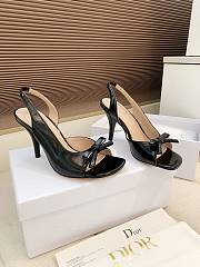 Dior Bow Heeled Slingback Sandal Black Lambskin 7.5cm - 5