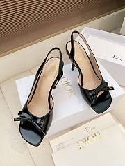Dior Bow Heeled Slingback Sandal Black Lambskin 7.5cm - 3