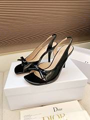 Dior Bow Heeled Slingback Sandal Black Lambskin 7.5cm - 4