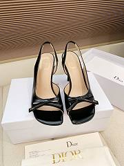Dior Bow Heeled Slingback Sandal Black Lambskin 7.5cm - 2