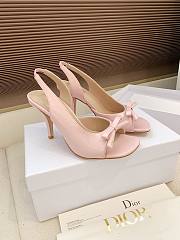 Dior Bow Heeled Slingback Sandal Rose Soupir Lambskin 7.5cm - 6