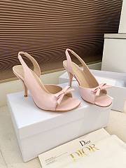 Dior Bow Heeled Slingback Sandal Rose Soupir Lambskin 7.5cm - 2