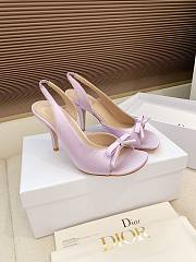 Dior Bow Heeled Slingback Sandal Lilac Satin 7.5cm - 1