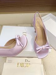Dior Bow Heeled Slingback Sandal Lilac Satin 7.5cm - 6