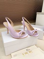 Dior Bow Heeled Slingback Sandal Lilac Satin 7.5cm - 2