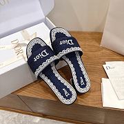 Dior Dentelle Heeled Slide Blue Dior Oblique Embroidered Cotton and White Lace 3.5cm - 3