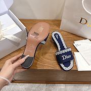 Dior Dentelle Heeled Slide Blue Dior Oblique Embroidered Cotton and White Lace 3.5cm - 2