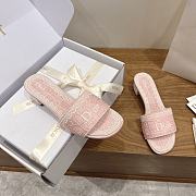 Dior Dentelle Heeled Slide Rose Soupir Dior Oblique Embroidered Cotton and White Lace 3.5cm - 6