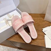 Dior Dentelle Heeled Slide Rose Soupir Dior Oblique Embroidered Cotton and White Lace 3.5cm - 2