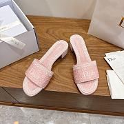 Dior Dentelle Heeled Slide Rose Soupir Dior Oblique Embroidered Cotton and White Lace 3.5cm - 5