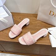 Dior Dentelle Heeled Slide Rose Soupir Dior Oblique Embroidered Cotton and White Lace 3.5cm - 4