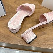 Dior Dentelle Heeled Slide Rose Soupir Dior Oblique Embroidered Cotton and White Lace 3.5cm - 3