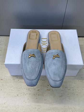 Dior Or Baby Bow Mule Sky Blue Suede Goatskin