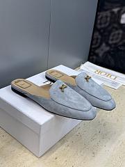 Dior Or Baby Bow Mule Sky Blue Suede Goatskin - 6