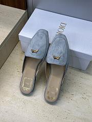 Dior Or Baby Bow Mule Sky Blue Suede Goatskin - 2