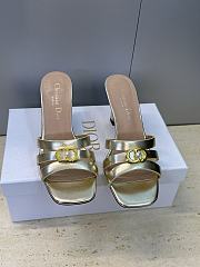 Dior Or 30M Heeled Slide Gold-Tone Laminated Calfskin 8cm - 1