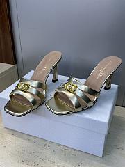 Dior Or 30M Heeled Slide Gold-Tone Laminated Calfskin 8cm - 3