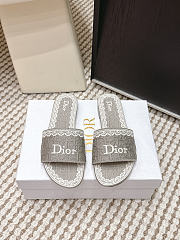 Dior Dentelle Slide Gray Dior Oblique Embroidered Cotton and White Lace - 4