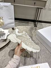 Dior Vibe Sneaker Cotton with Dior Oblique Embroidery in Gold-Tone Metallic Thread Off-White Mesh and Gray Suede Calfskin - 1
