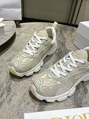 Dior Vibe Sneaker Cotton with Dior Oblique Embroidery in Gold-Tone Metallic Thread Off-White Mesh and Gray Suede Calfskin - 4