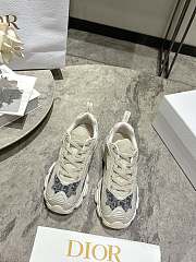 Dior Vibe Sneaker Deep Gray Dior Oblique Lusenti Embroidered Cotton with White Mesh and Light Gray Suede Calfskin - 3