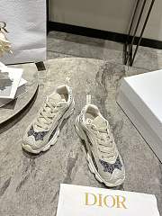 Dior Vibe Sneaker Deep Gray Dior Oblique Lusenti Embroidered Cotton with White Mesh and Light Gray Suede Calfskin - 4