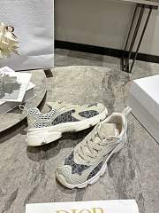 Dior Vibe Sneaker Deep Gray Dior Oblique Lusenti Embroidered Cotton with White Mesh and Light Gray Suede Calfskin - 2