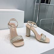 Dior Dway Heeled Sandal Cotton Embroidered with Metallic Thread and Gold-Tone Strass - 3