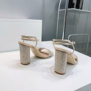 Dior Dway Heeled Sandal Cotton Embroidered with Metallic Thread and Gold-Tone Strass - 5