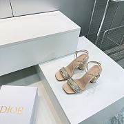 Dior Dway Heeled Sandal Cotton Embroidered with Metallic Thread and Gold-Tone Strass - 4