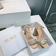 Dior Dway Heeled Sandal Cotton Embroidered with Metallic Thread and Gold-Tone Strass - 6