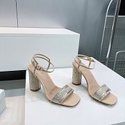 Dior Dway Heeled Sandal Cotton Embroidered with Metallic Thread and Gold-Tone Strass - 1
