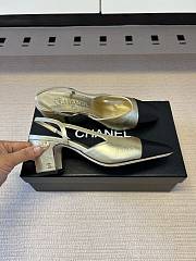Chanel Slingbacks Laminated Lambskin & Grosgrain Light Gold & Black 65mm G31318 - 6
