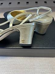 Chanel Slingbacks Laminated Lambskin & Grosgrain Light Gold & Black 65mm G31318 - 5