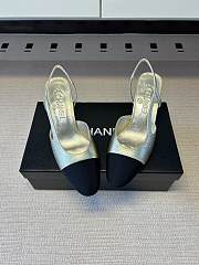 Chanel Slingbacks Laminated Lambskin & Grosgrain Light Gold & Black 65mm G31318 - 3